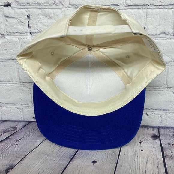 Vintage Hat Cap Snapback Cream White Blue Advance Canada 100% Cotton Item# 2 - Picture 5 of 7